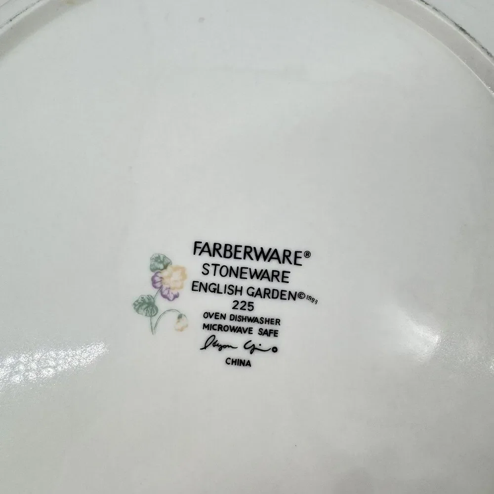 Vintage 1993 Farberware English Garden #225 Set of 4 Dinner Plates 10 1/2”